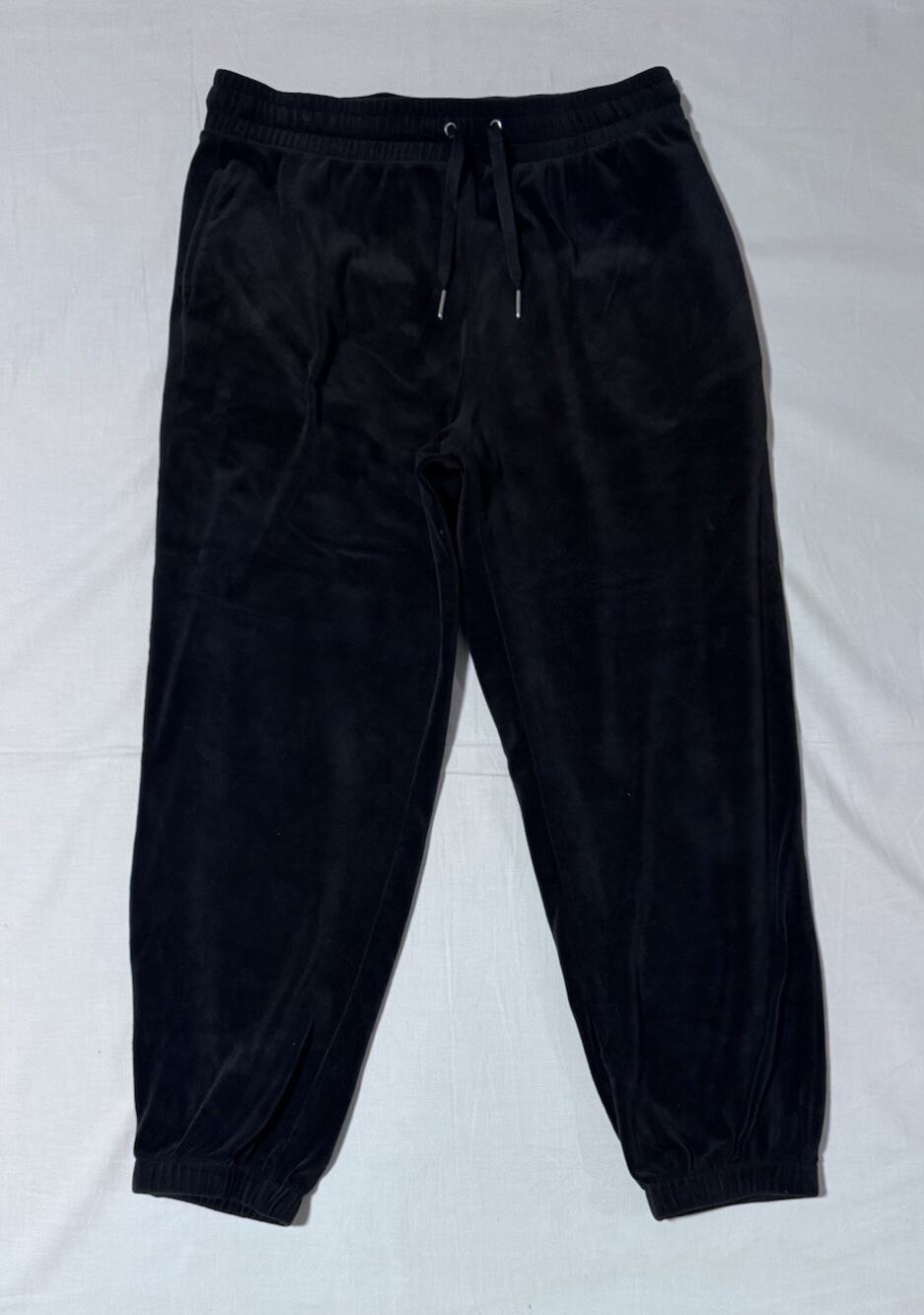Forever 21 Black Velour Joggers Sweatpants Women’s Size XL - Y2K Drawstring